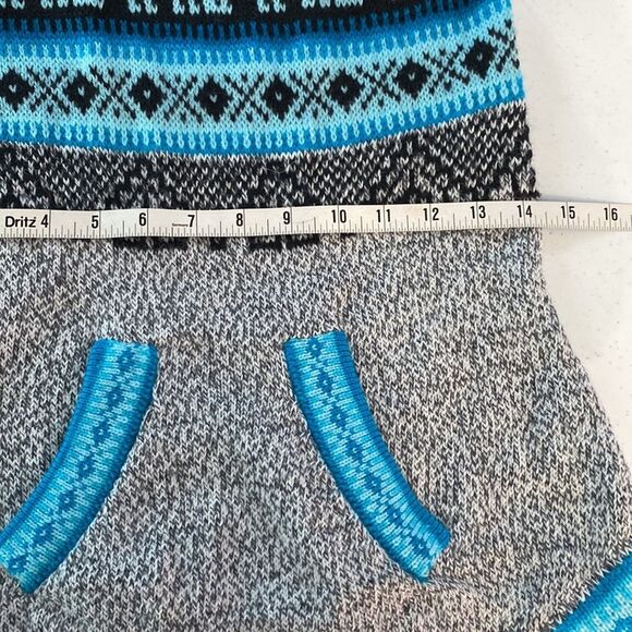 Ecologic Arts Vintage 100% Alpaca Aztec Geo Fringe Knit Hooded Sweater Tassel - Picture 12 of 16